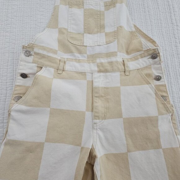 Forever 21 Men/Unisex Bib Overalls Size M (36x30) Beige White Color Block EUC - Picture 3 of 16